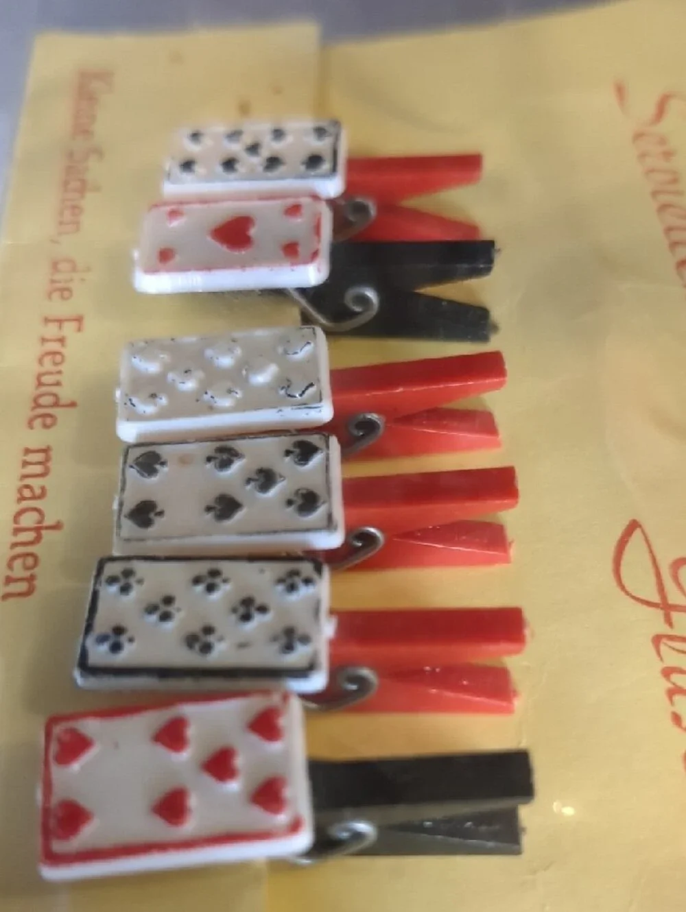 Vintage West Germany Playing Card Napkin Clips Glass Marks Poker Game Night